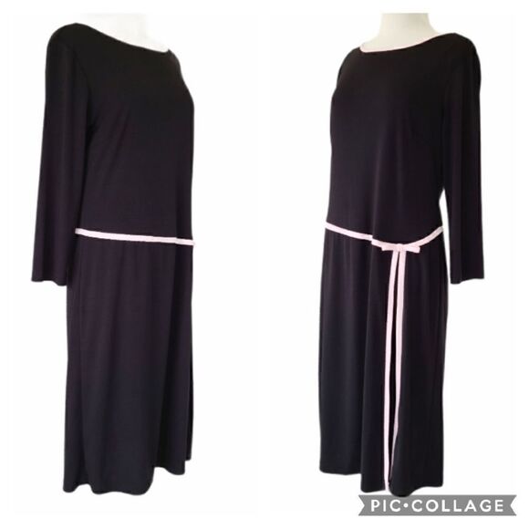 Connected Apparel Black Pink Long Sleeve Dress - Picture 2 of 12